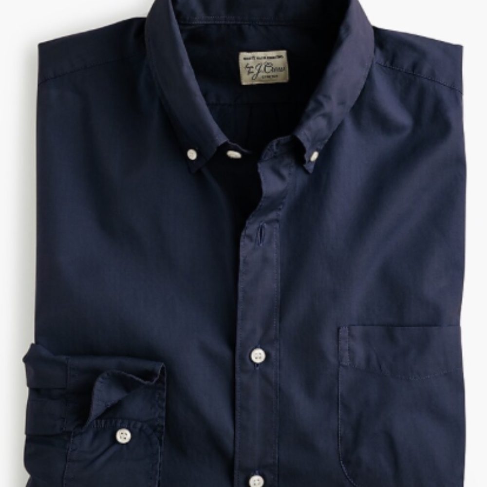 J.Crew Men's Secret Wash Shirting Navy Blue Medium
